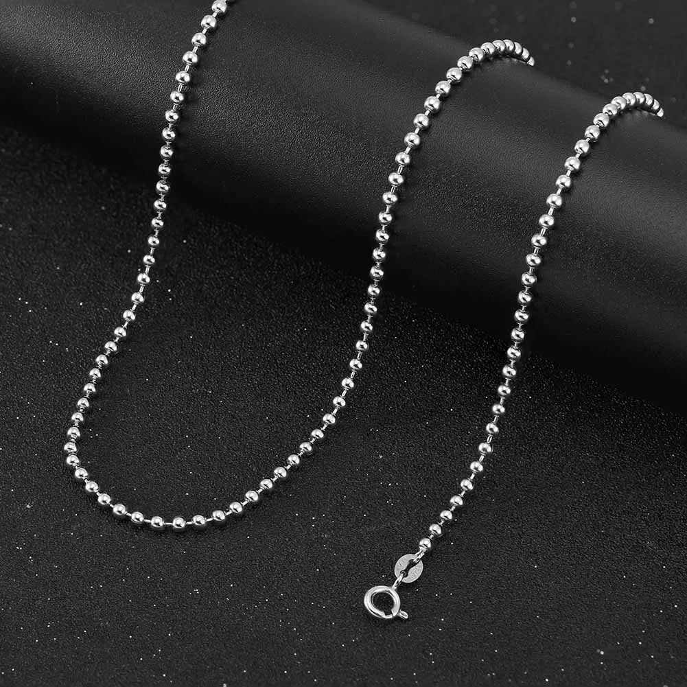 Rinntin Handgefertigte Halskette aus 925er-Sterlingsilber, modisch, 1,2 mm, Kugelperlenkette, 40/45/50/55/60 cm, für Damen, Kette, Schmuck, Geschenk SC24