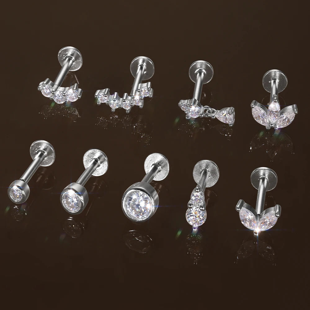 Aide Moissanit-Diamant-Ohrstecker für Damen, originales 925er-Sterlingsilber, Schraubverschluss, Damen-Moissanit-Ohrring mit flacher Rückseite, Juwel