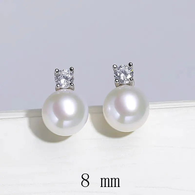 Senlissi-Neue Mode Lofty 8-12mm Süßwasser Perle Stud 18k Ohrringe für Frauen S925 Sterling Silber schmuck Freundin Geschenke