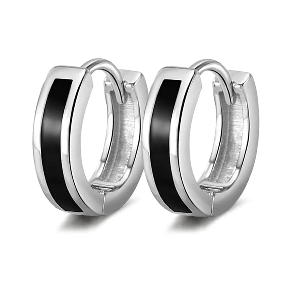 Edelstahl – Schwarz- Huggie-Ohrringe Unisex