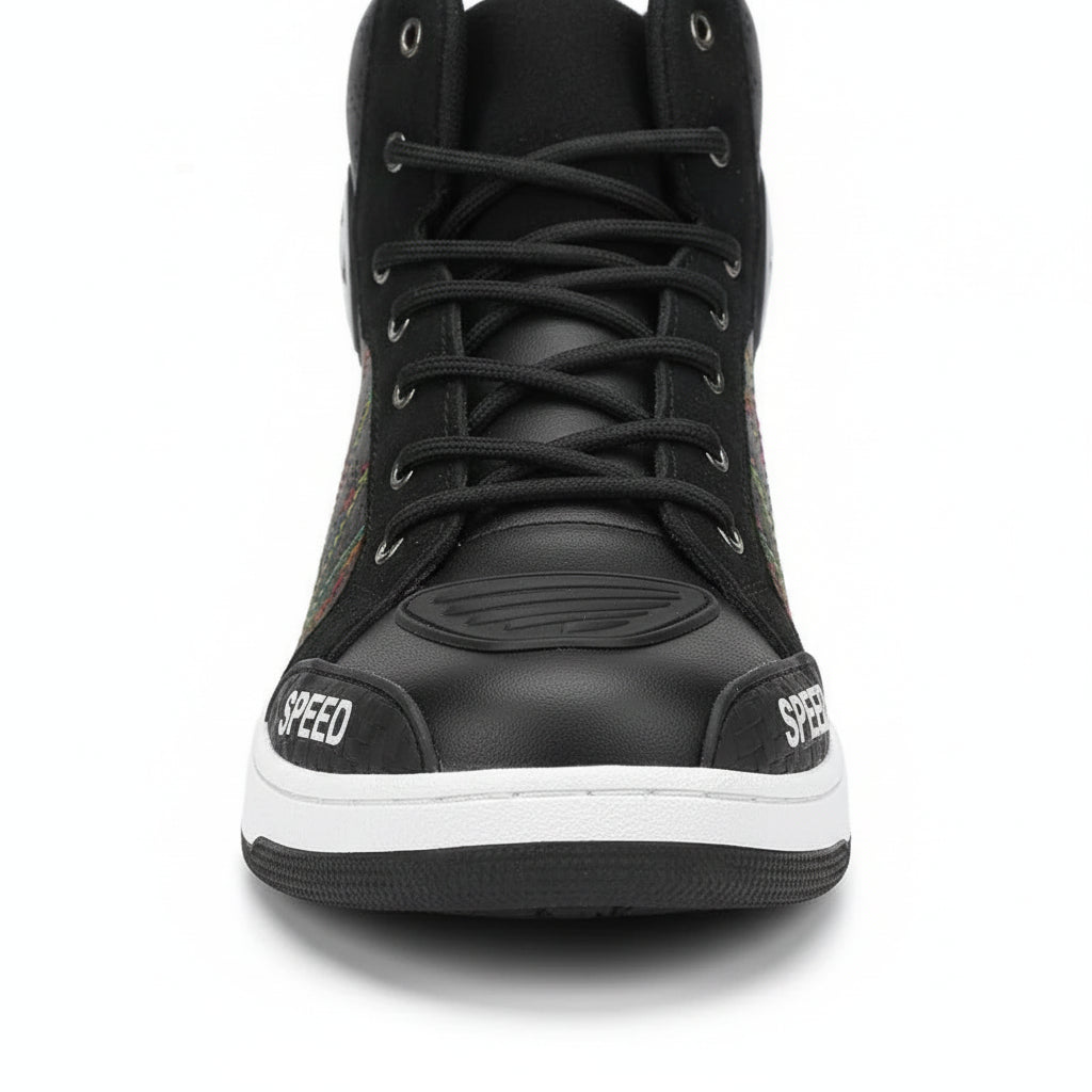 Herren Motorradstiefelstiefel aus Leder – Atmungsaktiv, Rutschfest, Verschleißfest, Racing