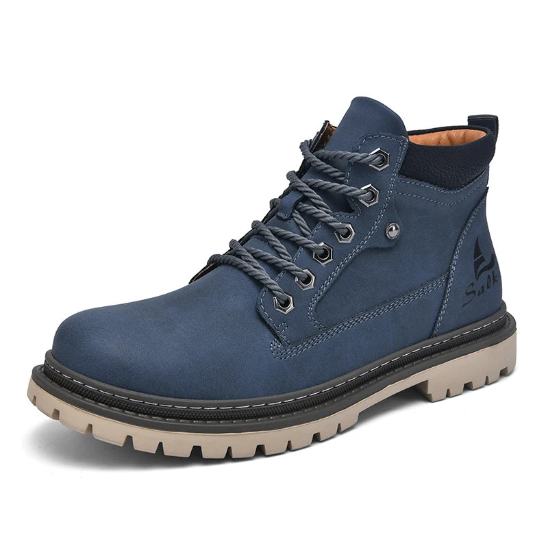 Herren Leder High Top Stiefel – Anti-Rutsch Outdoor Wanderschuhe Winter