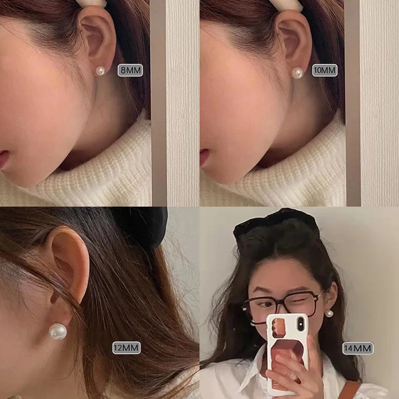 Somilia – Großhandel 8–14 mm hochwertige runde weiße Perle im japanischen Stil und Ohrstecker aus 925er Sterlingsilber für Damen. Ein Paar