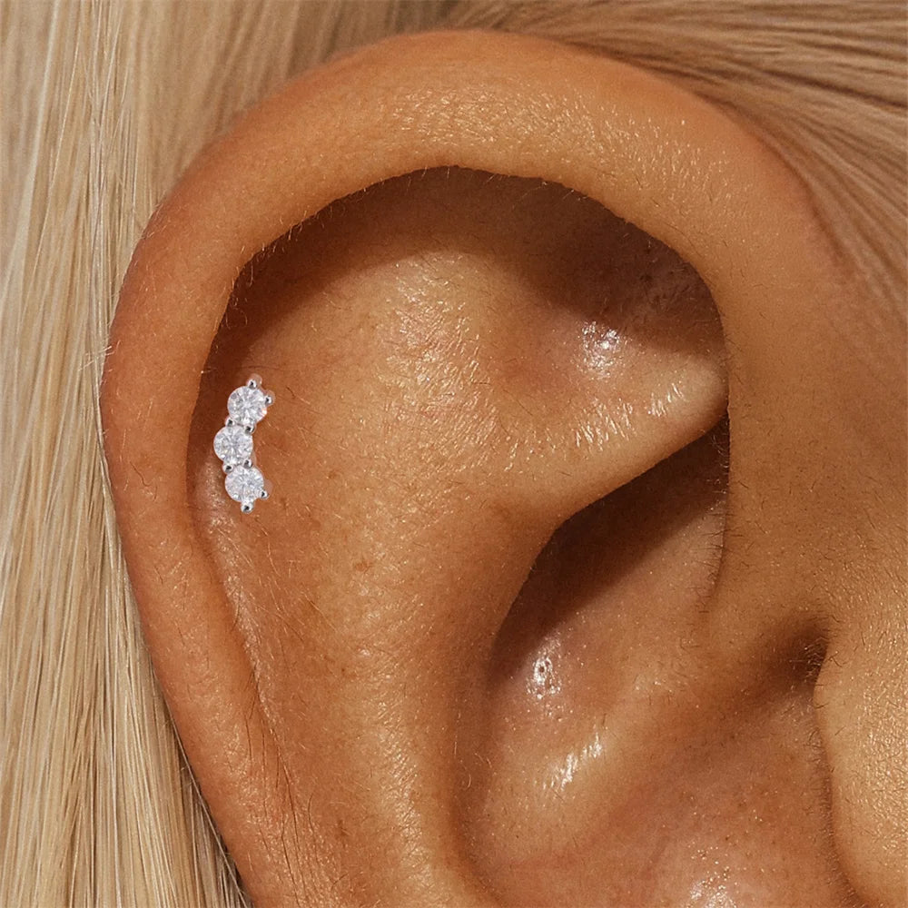 Aide Moissanit-Diamant-Ohrstecker für Damen, originales 925er-Sterlingsilber, Schraubverschluss, Damen-Moissanit-Ohrring mit flacher Rückseite, Juwel