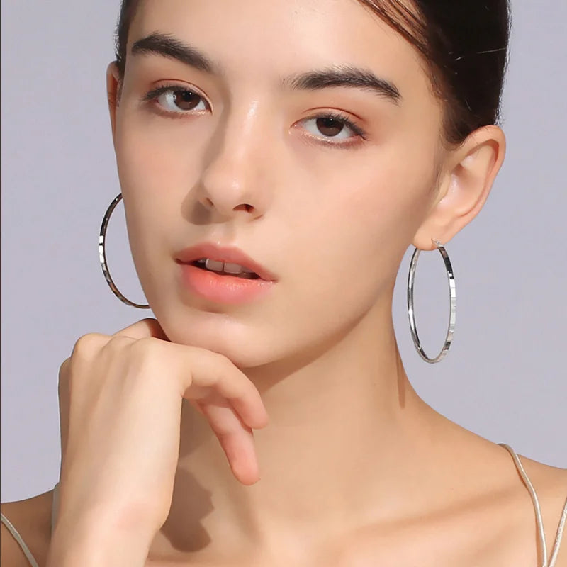 Somilia Creolen aus 925er-Sterlingsilber, modisch, Innendurchmesser 30, 40, 50, 60 mm, für Damen, Persönlichkeitsschmuck