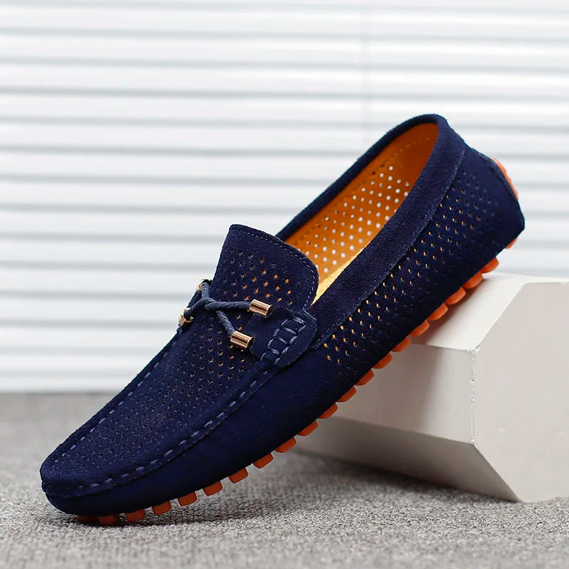 Mode Wildleder Herren Freizeitschuhe Echtes Leder Mann Loafer Slip on Flats Leichte Herren Fahrschuhe Faule Schuhe Mokassins