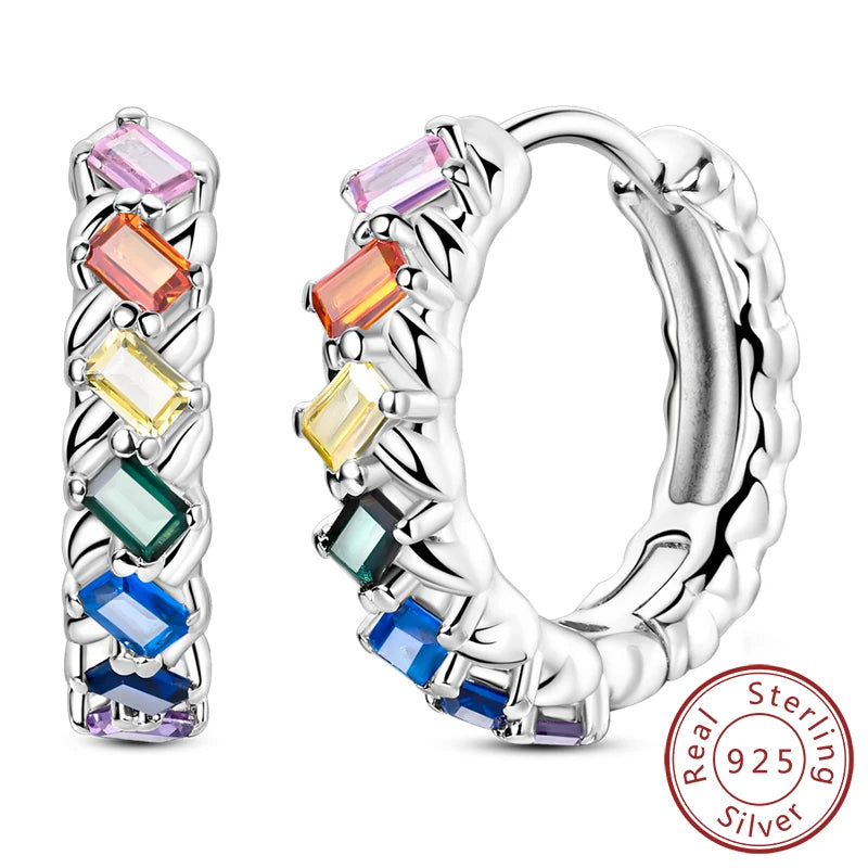 Creolen Neue Original 925 Sterling Silber Süße Herz Bogen Runde Zirkon Ohrstecker Für Frauen Mädchen Edlen Schmuck