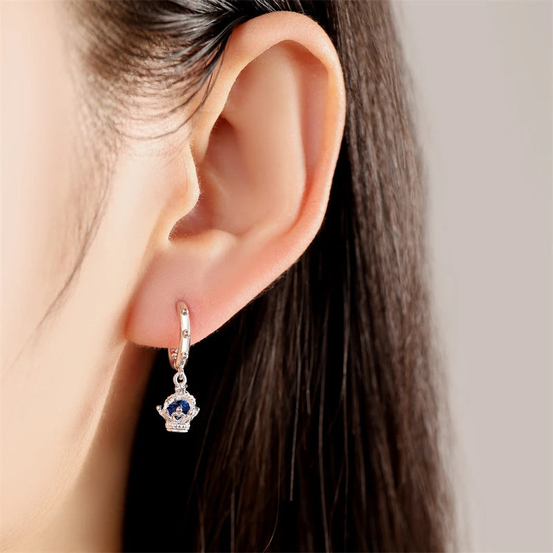 925er-Sterlingsilber, ein Paar farbige Herz-Ohrringe, passend für Original-Charms, Creolen für Frauen und Mädchen, Ohrstecker, edler Schmuck