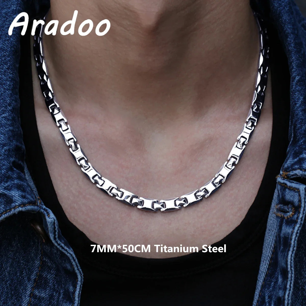 ARADOO Titan Stahl Zirkonia Magnetische Halskette Hämatit Therapie Edelstahl Halsband Halskette Kragen