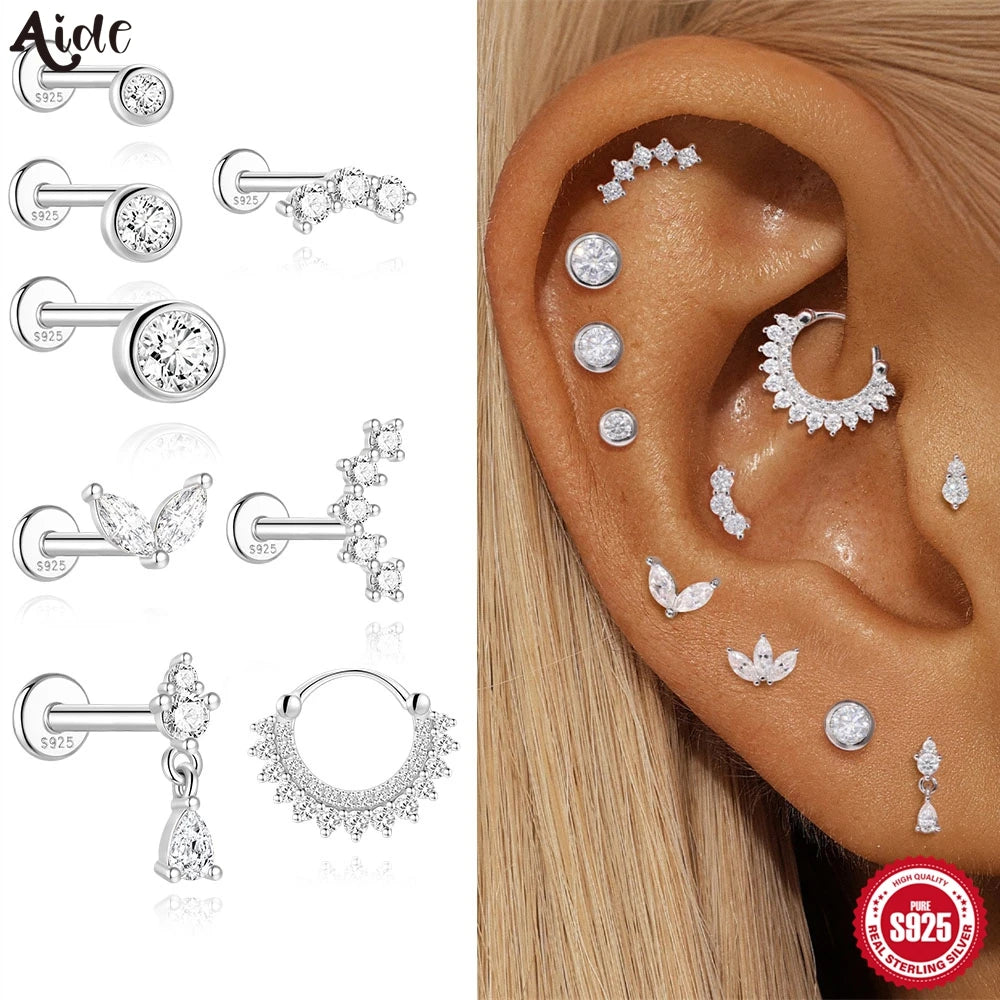 Aide Moissanit-Diamant-Ohrstecker für Damen, originales 925er-Sterlingsilber, Schraubverschluss, Damen-Moissanit-Ohrring mit flacher Rückseite, Juwel