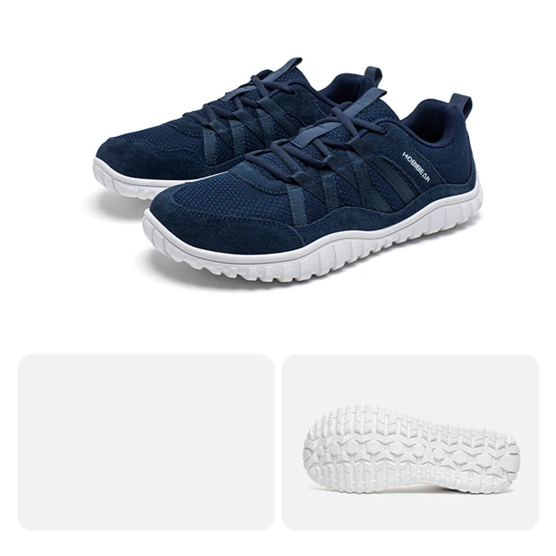 HOBIBEAR Unisex-Sneaker mit breiter Zehenpartie, atmungsaktive Mesh-Wanderschuhe, rutschfeste Schnür-Sneaker