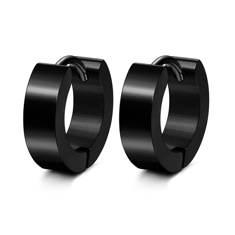 Edelstahl – Schwarz- Huggie-Ohrringe Unisex