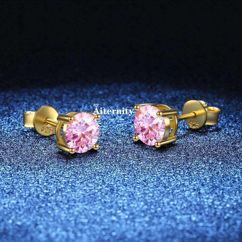 18K vergoldete Ohrringe S925 Sterling Silber D Farbe VVS1 Zirkon Ohrstecker für Frauen wie glänzend wie Diamant-Hochzeitsschmuck