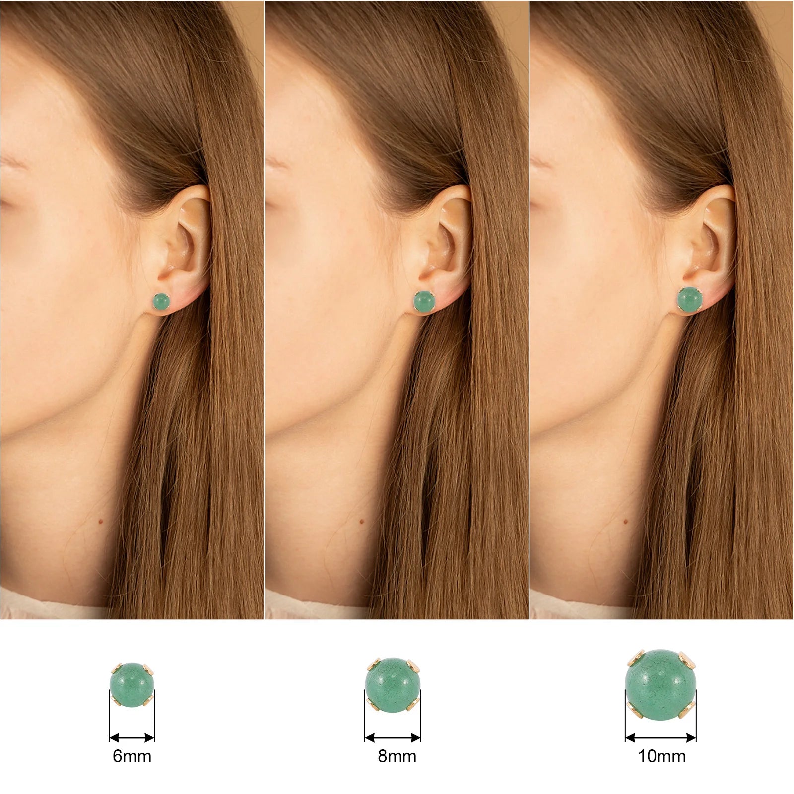 12 Paar Kugel-Ohrstecker mit natürlichen Edelsteinperlen, Ohrstecker aus Edelstahl mit Tigerauge, Rosenquarz, Achat, Onyx, Malachit-Stein