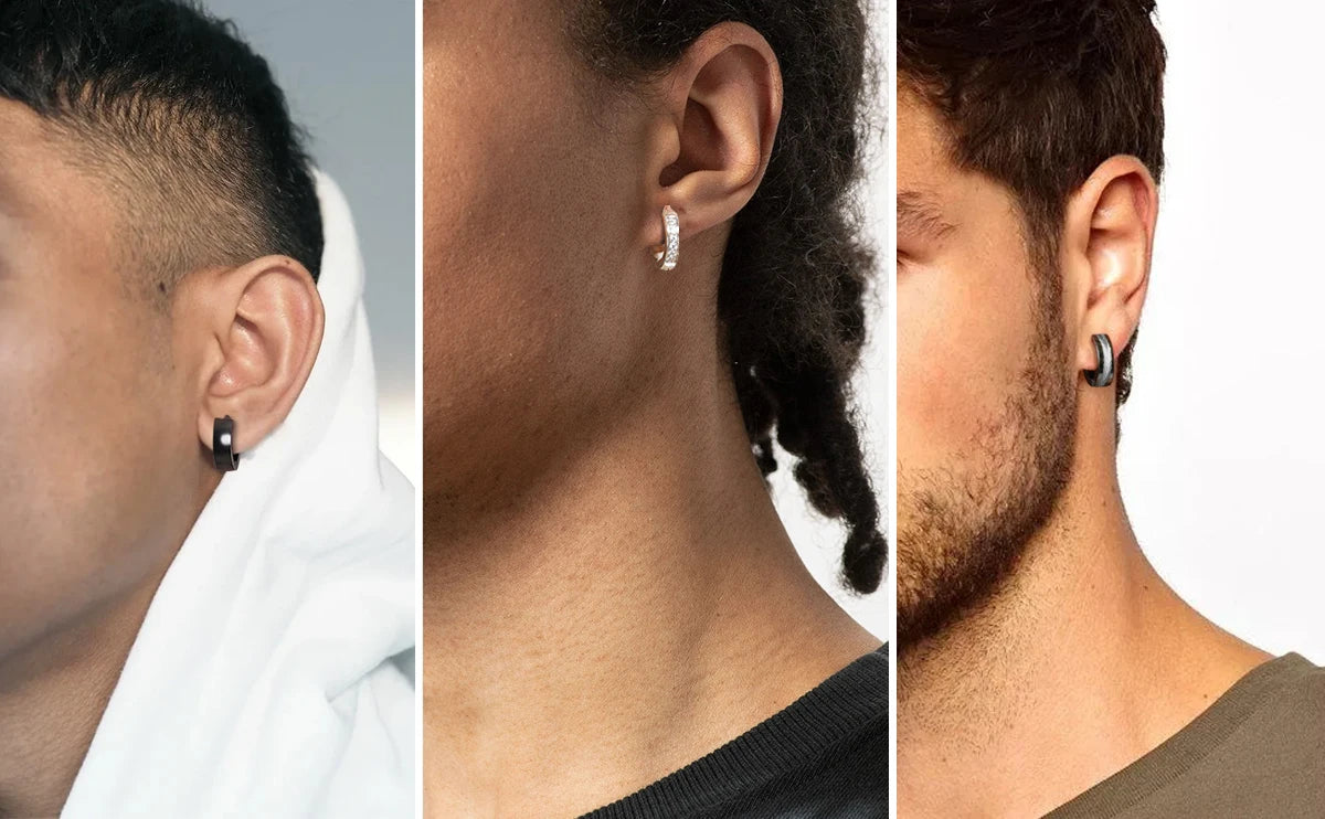 Edelstahl – Schwarz- Huggie-Ohrringe Unisex