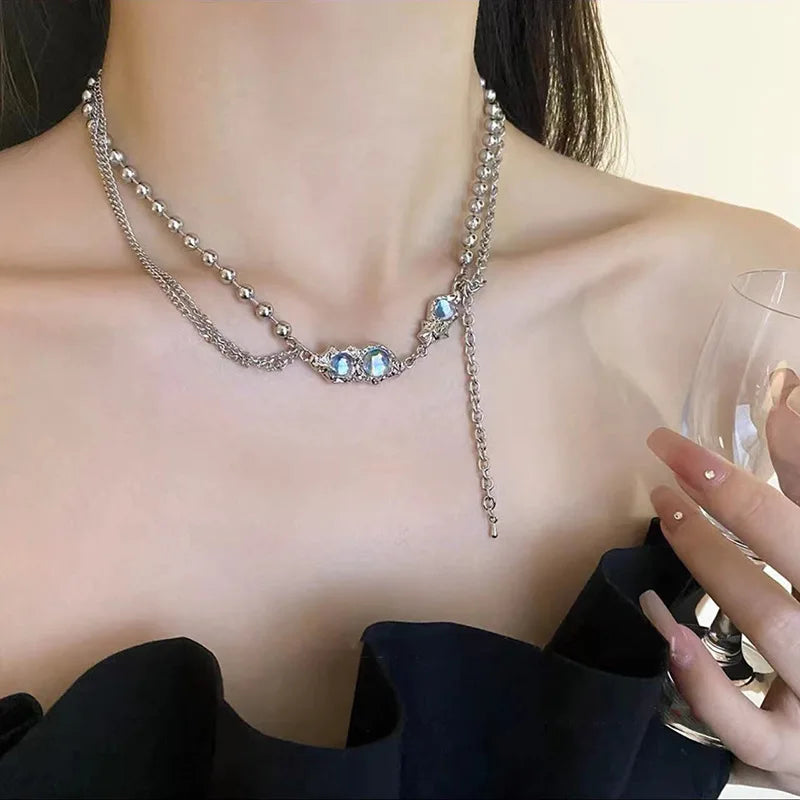 Halskette aus 925er-Sterlingsilber, schwarze Perlen, quadratisch, unregelmäßig, Punk, geometrisch, für Frauen und Mädchen, Schmuck, Geschenk, Dropshipping, Großhandel