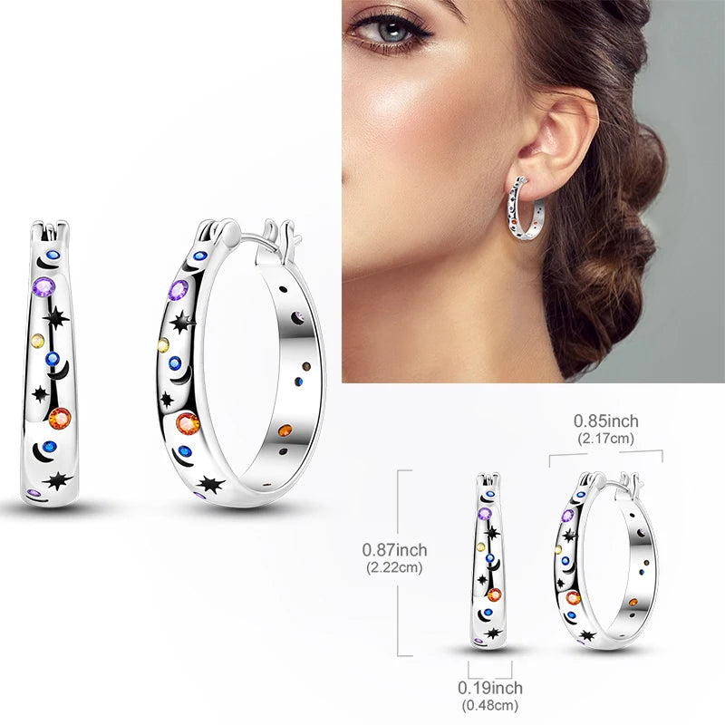 Creolen aus 925er-Sterlingsilber, Mond, Sonne, Original-Ohrring, Anhänger, Zirkon, Herzform, Stern-Ohrring, für Frauen und Mädchen, zur Herstellung von Schmuck