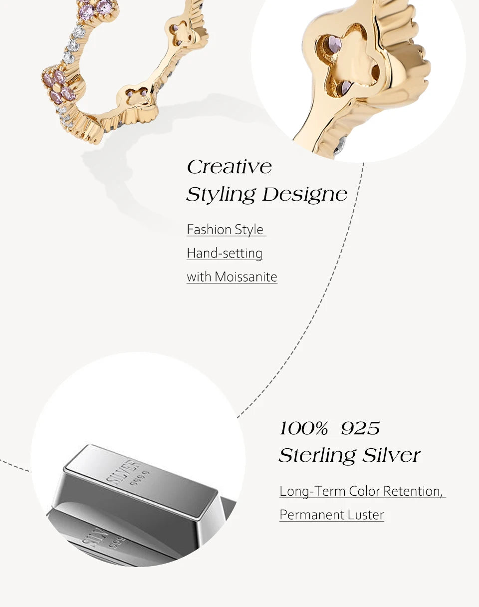 ATTAGEMS Eternity DVVS1 Moissanit-Ring für Damen, 100 % echtes 925er-Sterlingsilber, vergoldet, Hochzeit, Party, Charm, edler Schmuck, neu