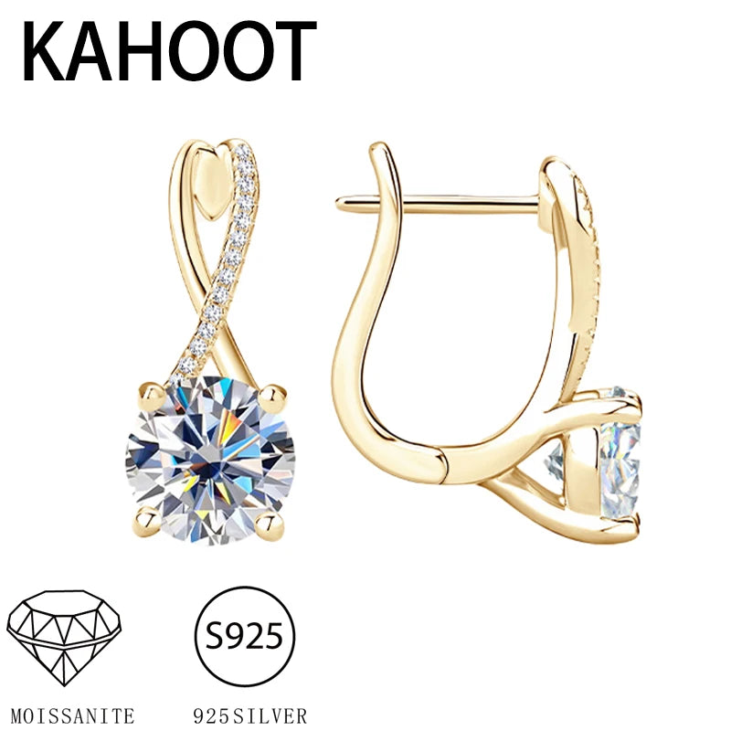 925 Silber 2 Karat * 2 Moissanit Retro-Mode klassische Schleife vier Krallen Herren- und Damenohrringe, geeignet für Hochzeitskleider