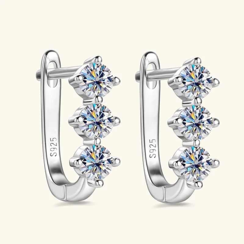 1,7 cttw D Farbe Moissanit Ohrringe Halskette 925 Sterling Silber Y-förmiger Anhänger Halsketten Schmuckset für Frauen Charmantes Geschenk