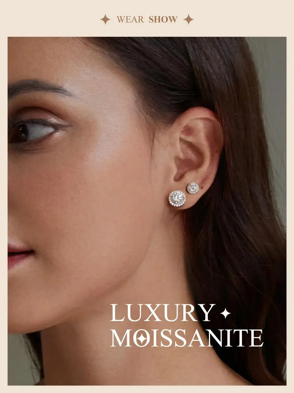 Bamoer U 0,5/1 CT Moissanit-Halo-Ohrringe, 925er Sterlingsilber, 4 Zinken, Ohrstecker, Rundschliff, für Frauen, Verlobungsgeschenk, edler Schmuck