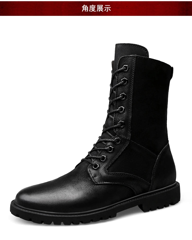 Herren Leder-Einsatzstiefel Taktische Wüstenstiefel  Warmfutter Frühling/Herbst/Winter