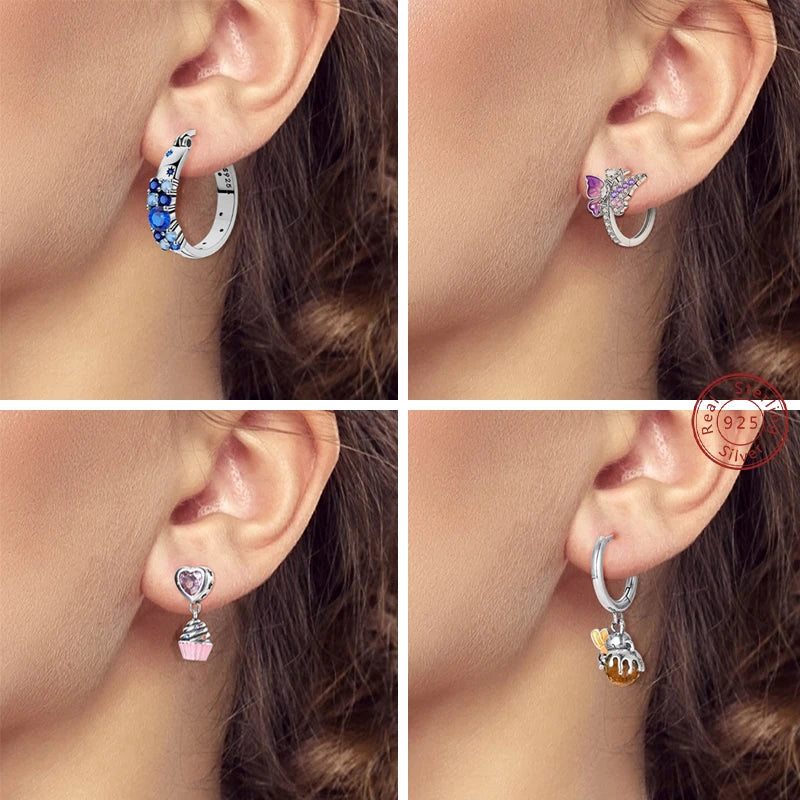 2025 neue 925 Sterling Silber Ohrringe Einfache Bogen Erdbeere Schmetterling Creolen für Hochzeit Party Frauen Schmuck Mädchen