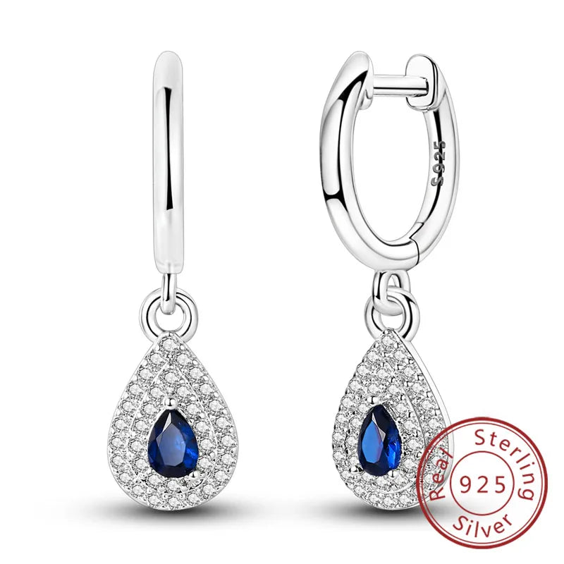 Damen-Ohrringe, 925er-Sterlingsilber, Creolen, Herz, Zirkon, Stern-Tropfenohrringe für Damen, Mode, Party, Geburtstag, Schmuck, Geschenke