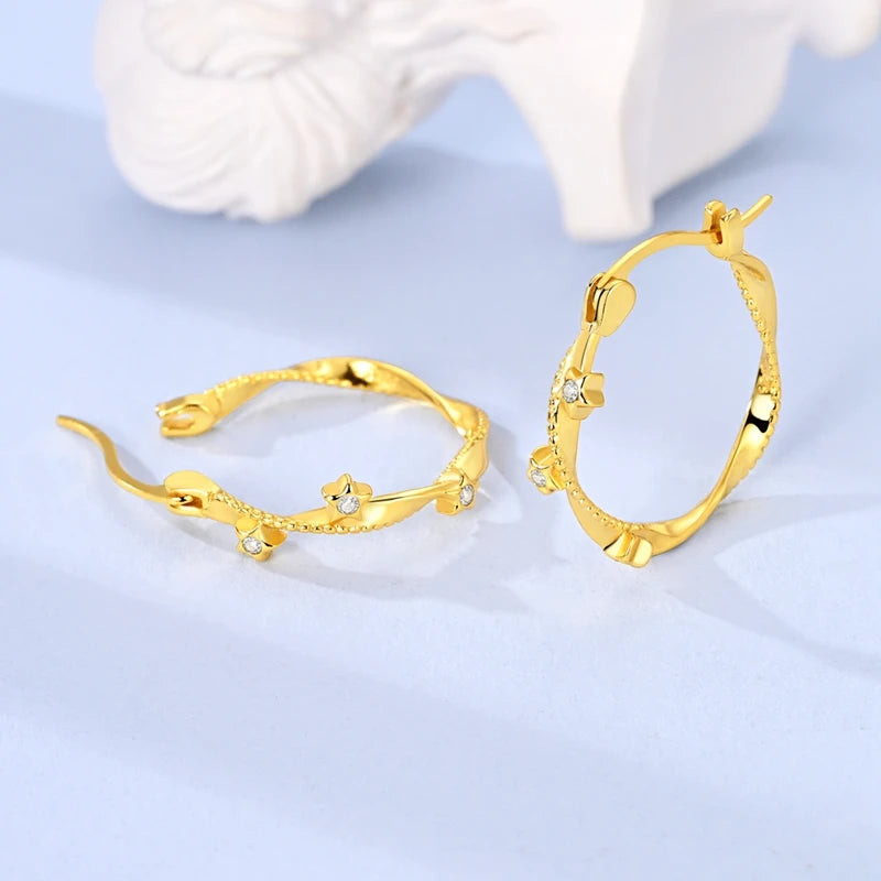 Neue Creolen aus 925er-Sterlingsilber, Gold, Gold, funkelnde Sonne, Mond, Stern, Ohrringe, Ohrstecker, Tropfen für Frauen, Mädchen, Party, edler Schmuck, Geschenk