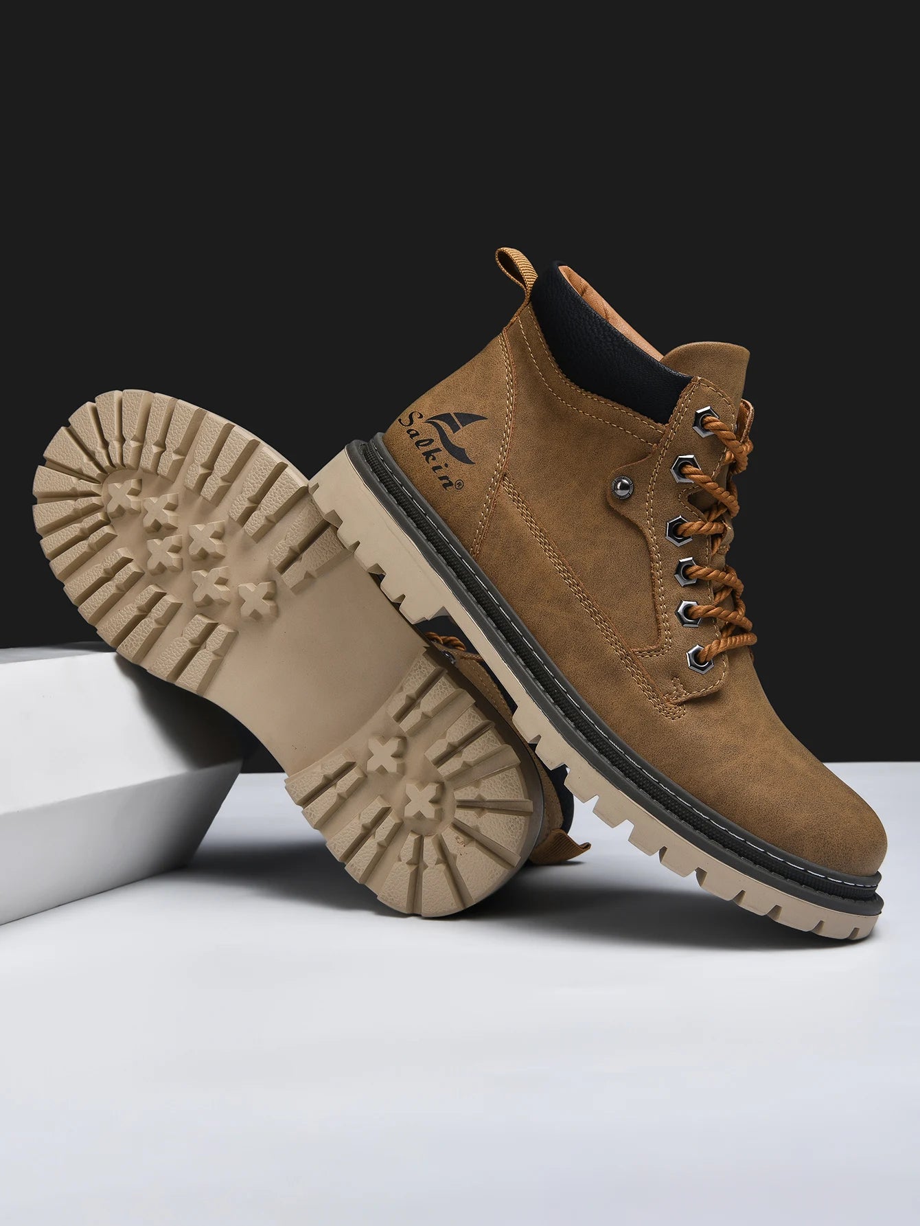 Herren Leder High Top Stiefel – Anti-Rutsch Outdoor Wanderschuhe Winter