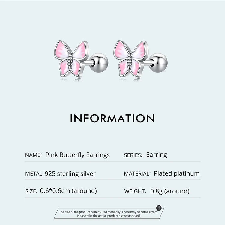 Bamoer Luxus-Ohrringe für Mädchen aus 925er-Sterlingsilber, Regenbogen-Schmetterling, niedlich, schick, lustig, Ohrstecker, Original für Damen, Party, edler Schmuck