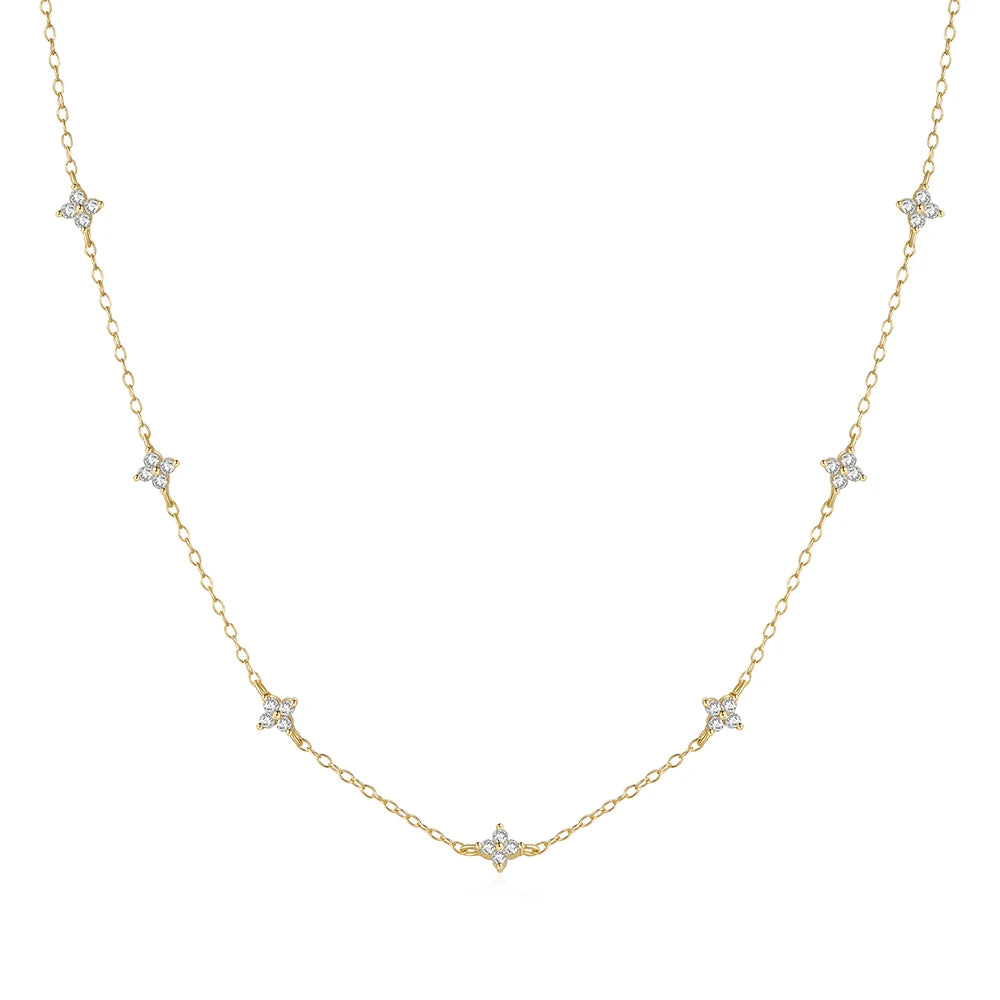 Adjutant 925 Sterling Silber Stapel Choker Kette Frauen zierliche Blume Zirkon Halskette Geometrie koreanischen Schlüsselbein Hals Schmuck Geschenke