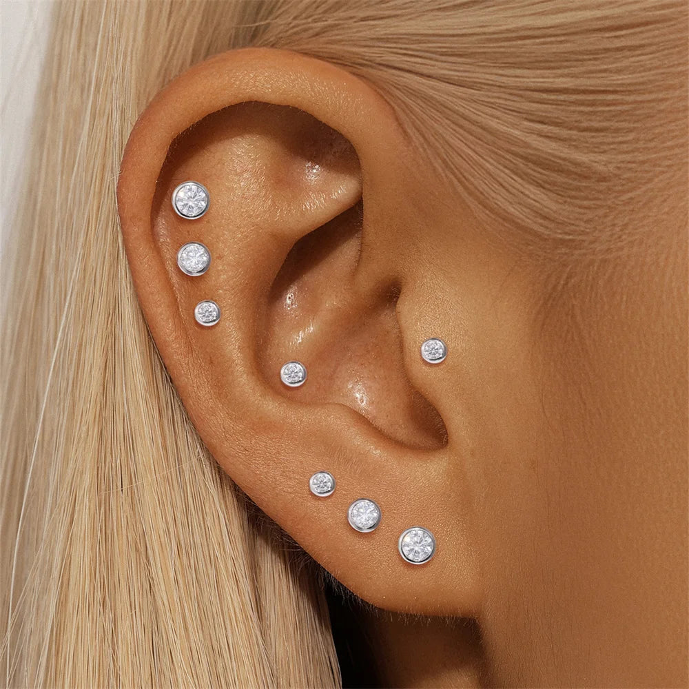 Aide Moissanit-Diamant-Ohrstecker für Damen, originales 925er-Sterlingsilber, Schraubverschluss, Damen-Moissanit-Ohrring mit flacher Rückseite, Juwel