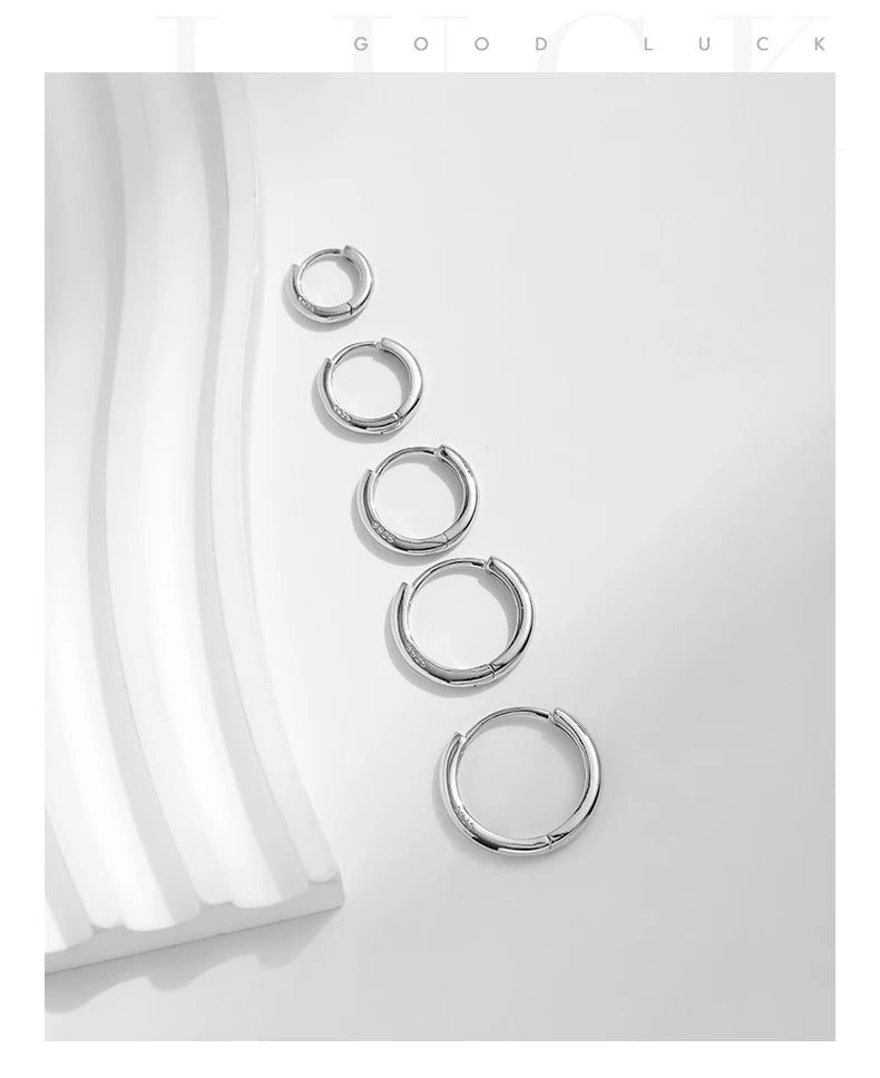 MODIAN 5 Größen 925 Sterling Silber Einfache stapelbare Kreis-Ohrschnallen Klassische Basic-Goldfarbene Creolen für Damenschmuck