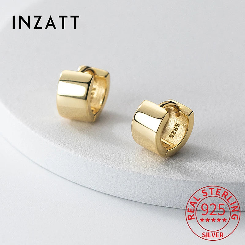 INZATT Creolen aus echtem 925er-Sterlingsilber, 5 mm breite Oberfläche, für Damen, klassischer feiner Schmuck, minimalistische Accessoires