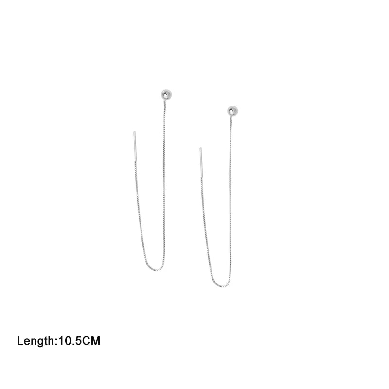 INZATT Echt 925 Sterling Silber Perle Quadrat Lange Kette Quaste Drop Ohrringe Für Frauen Klassischen Feinen Schmuck Geometrische Zubehör