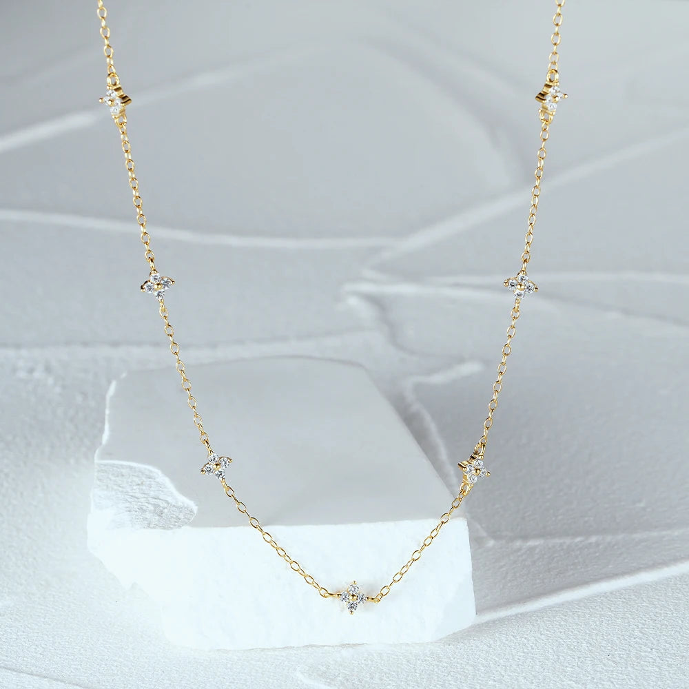 Adjutant 925 Sterling Silber Stapel Choker Kette Frauen zierliche Blume Zirkon Halskette Geometrie koreanischen Schlüsselbein Hals Schmuck Geschenke