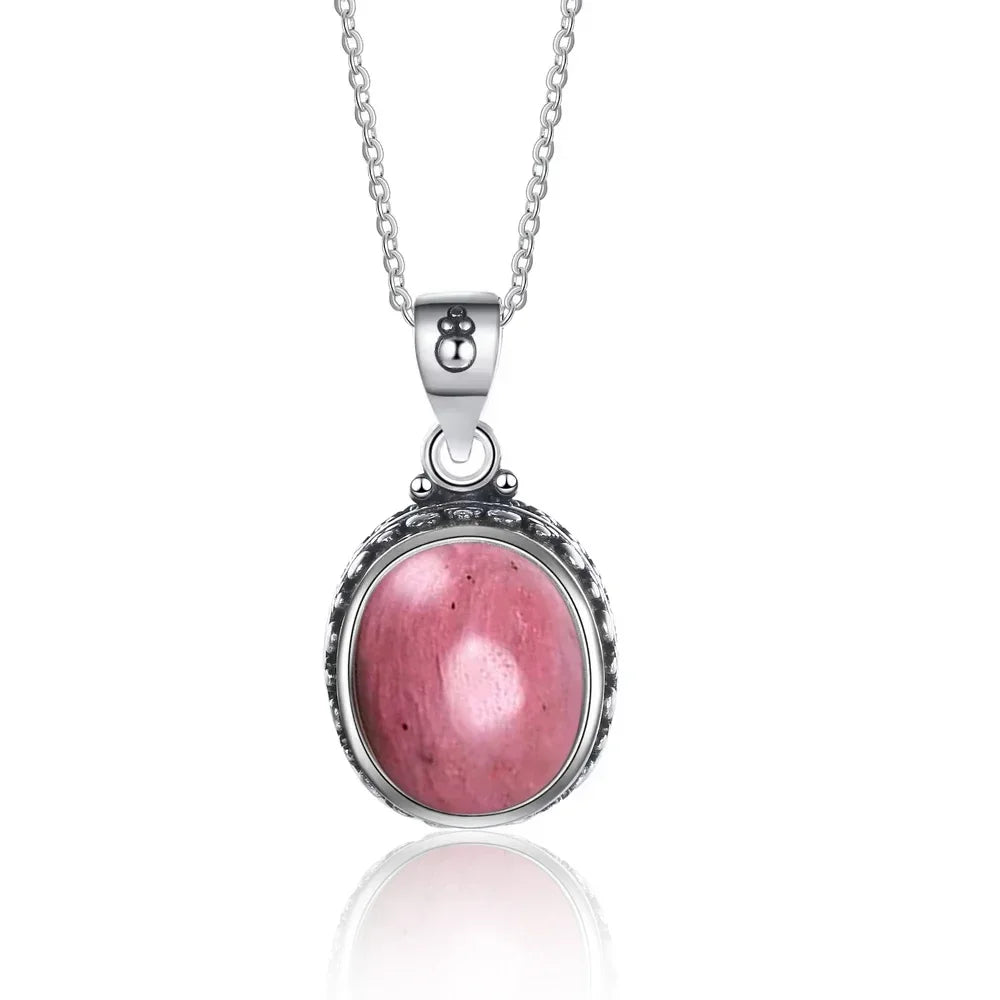 Vintage-Ohrring aus 925er-Sterlingsilber, ovaler natürlicher Kyanit-Stein, Mondstein, Labradorit, Creolen mit Halskette, Set für Frauen