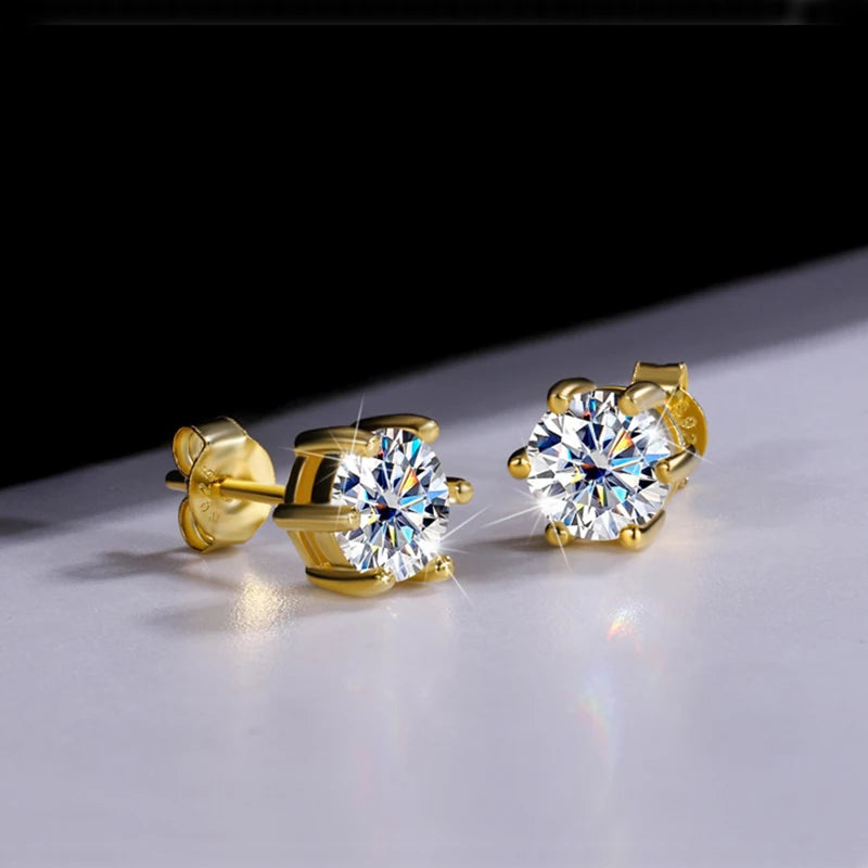 18K vergoldete Ohrringe S925 Sterling Silber D Farbe VVS1 Zirkon Ohrstecker für Frauen wie glänzend wie Diamant-Hochzeitsschmuck