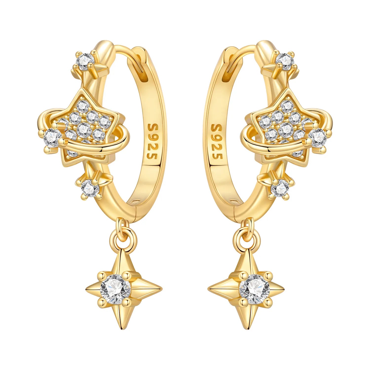 Ohrringe aus 925er-Sterlingsilber, geheimnisvoller Stern, Mond, Schmuck, vielseitige Creolen für Frauen, Schmuck, Geburtstagsfeier, feine Geschenke