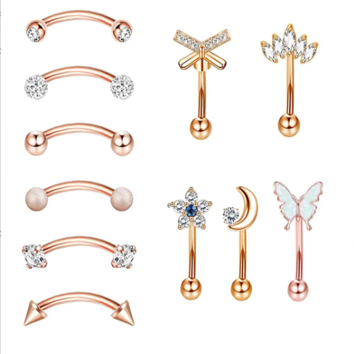 11er Set Hypoallergener Piercing Schmuck Edelstahl fur Knorpel und Augenbraue