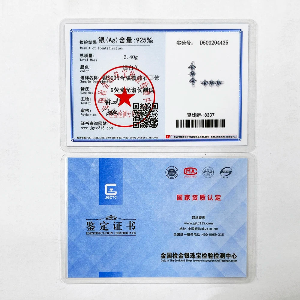 1,7 cttw D Farbe Moissanit Ohrringe Halskette 925 Sterling Silber Y-förmiger Anhänger Halsketten Schmuckset für Frauen Charmantes Geschenk