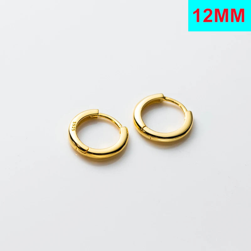 Inzatt echtes 925er Sterling silber 10/12/14/16/18mm runde Creolen für Damen klassischer edler Schmuck geometrische Accessoires