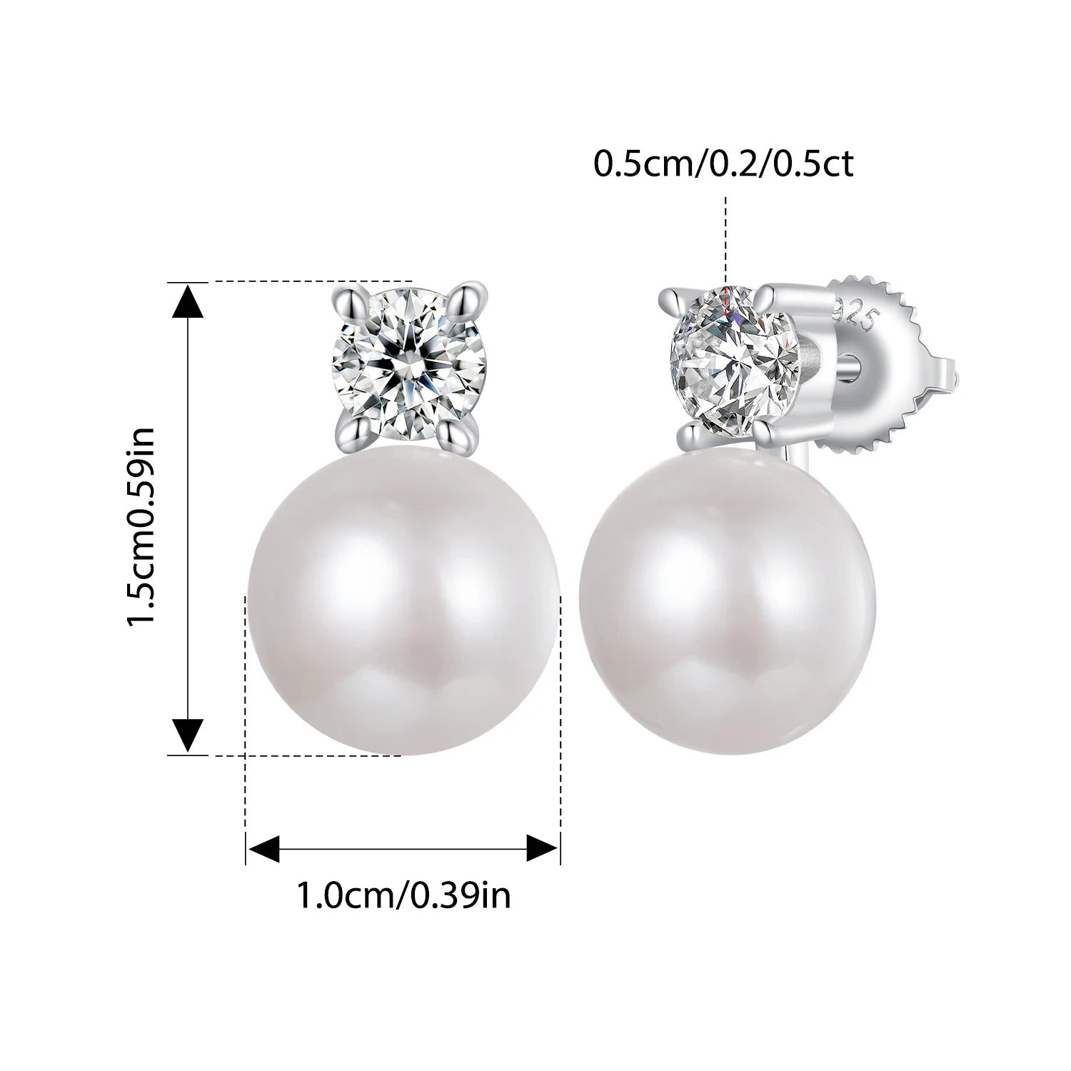 WOSTU 1 CT Moissanit Natürliche Perle Ohrstecker Labor Diamant 925 Sterling Silber Anhänger Frauen Hochzeit Set Valentinstag Geschenk
