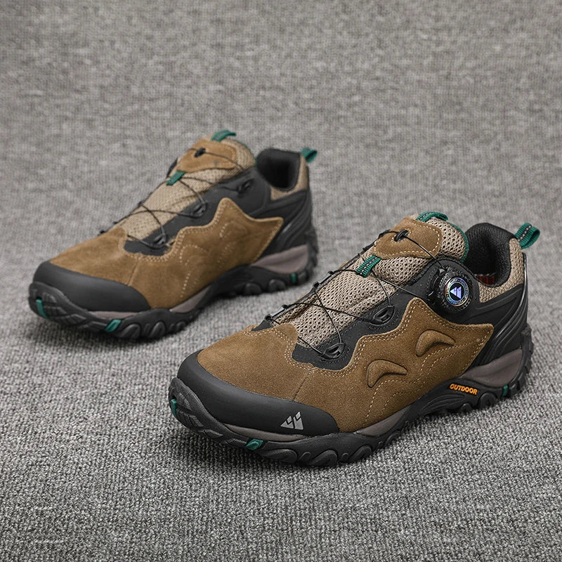 HIKEUP-Lederschuhe für Herren, Outdoor-Wanderschuhe, Touristentreckingsneaker, Bergsteigen, Trail-Joggingschuhe, Spannschloss
