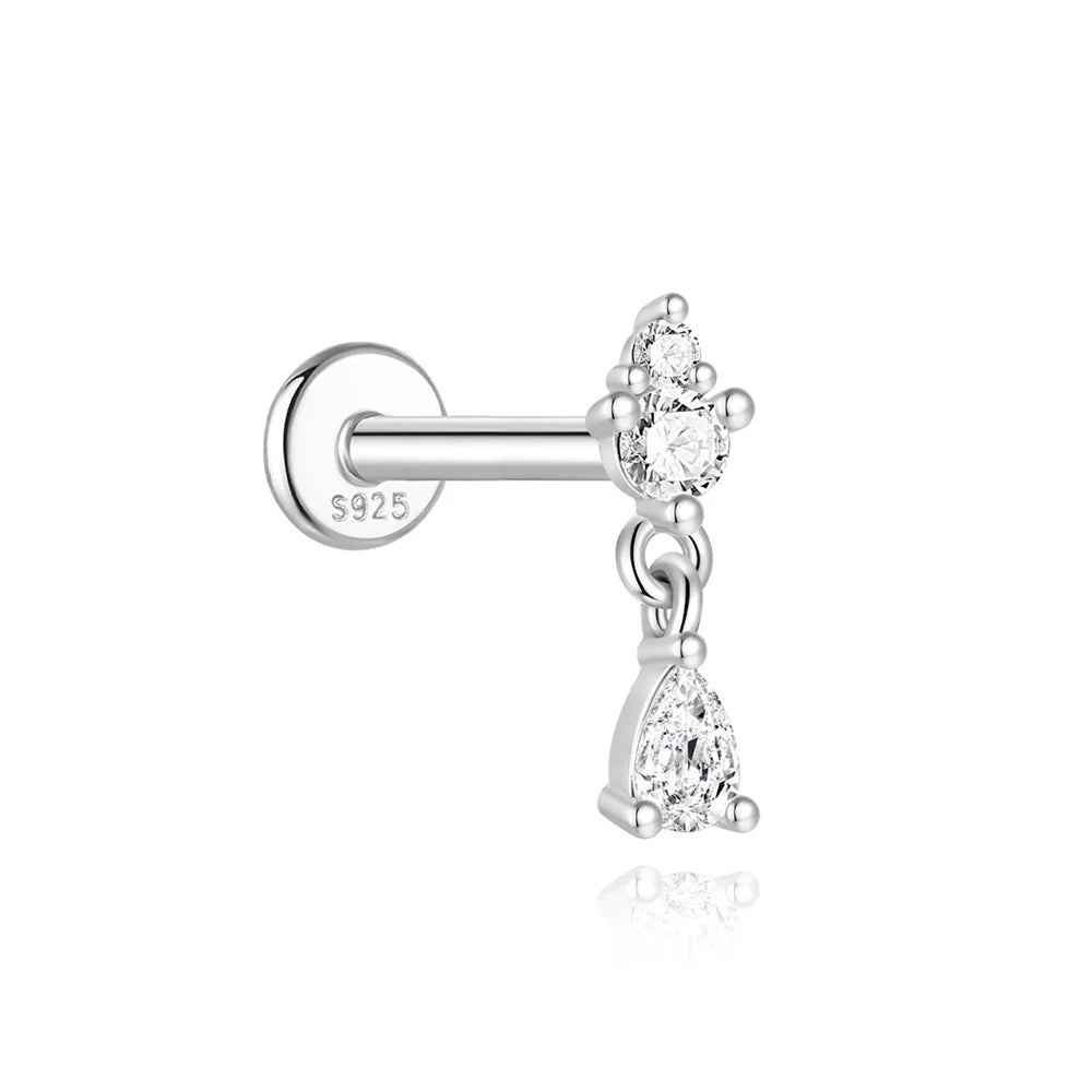 Aide Moissanit-Diamant-Ohrstecker für Damen, originales 925er-Sterlingsilber, Schraubverschluss, Damen-Moissanit-Ohrring mit flacher Rückseite, Juwel