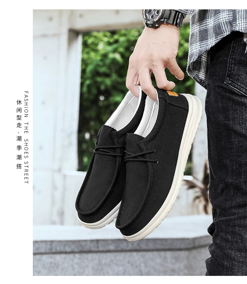 2025 neue männer Turnschuhe Sommer Atmungsaktive Männer Laufschuhe Stoff Licht Keine-Rutsch Komfortable Outdoor Walking Schuhe Loafer