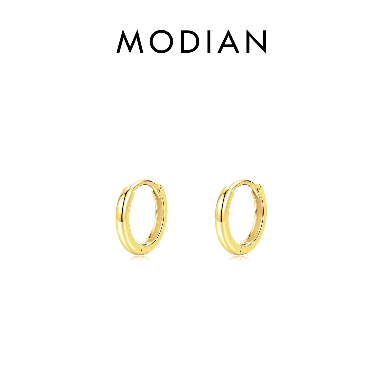 MODIAN 5 Größen 925 Sterling Silber Einfache stapelbare Kreis-Ohrschnallen Klassische Basic-Goldfarbene Creolen für Damenschmuck