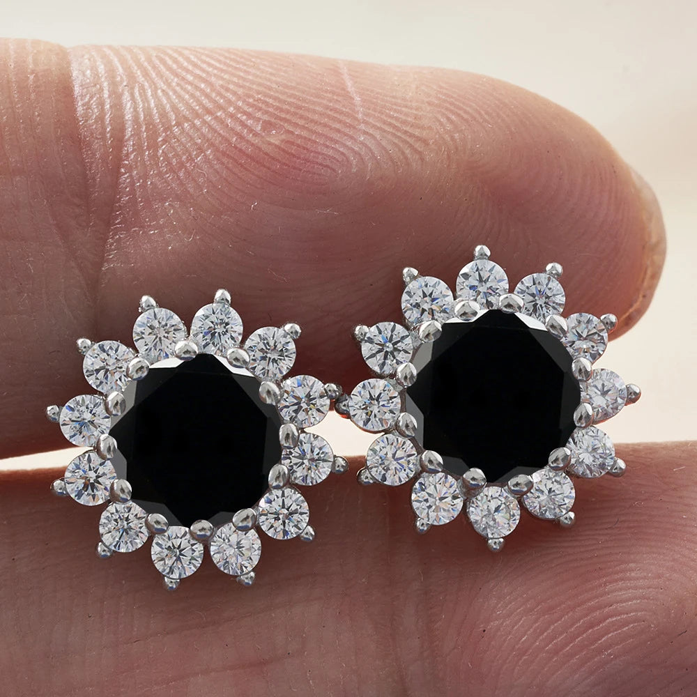 Joyce Kelly 1 Karat D Farbe Moissanit Diamant Ohrringe S925 Sterling Silber Schmuck für Frauen Sonnenblumenförmige Ohrstecker Hochzeit