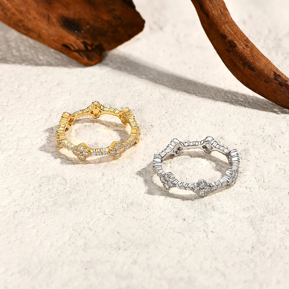 ATTAGEMS Eternity DVVS1 Moissanit-Ring für Damen, 100 % echtes 925er-Sterlingsilber, vergoldet, Hochzeit, Party, Charm, edler Schmuck, neu